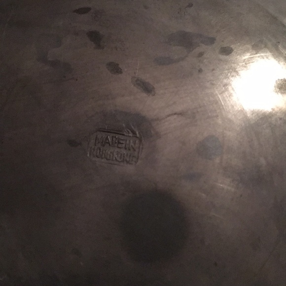 Pewter brass heavy Cat food dish Asian plate - Picture 5 of 5